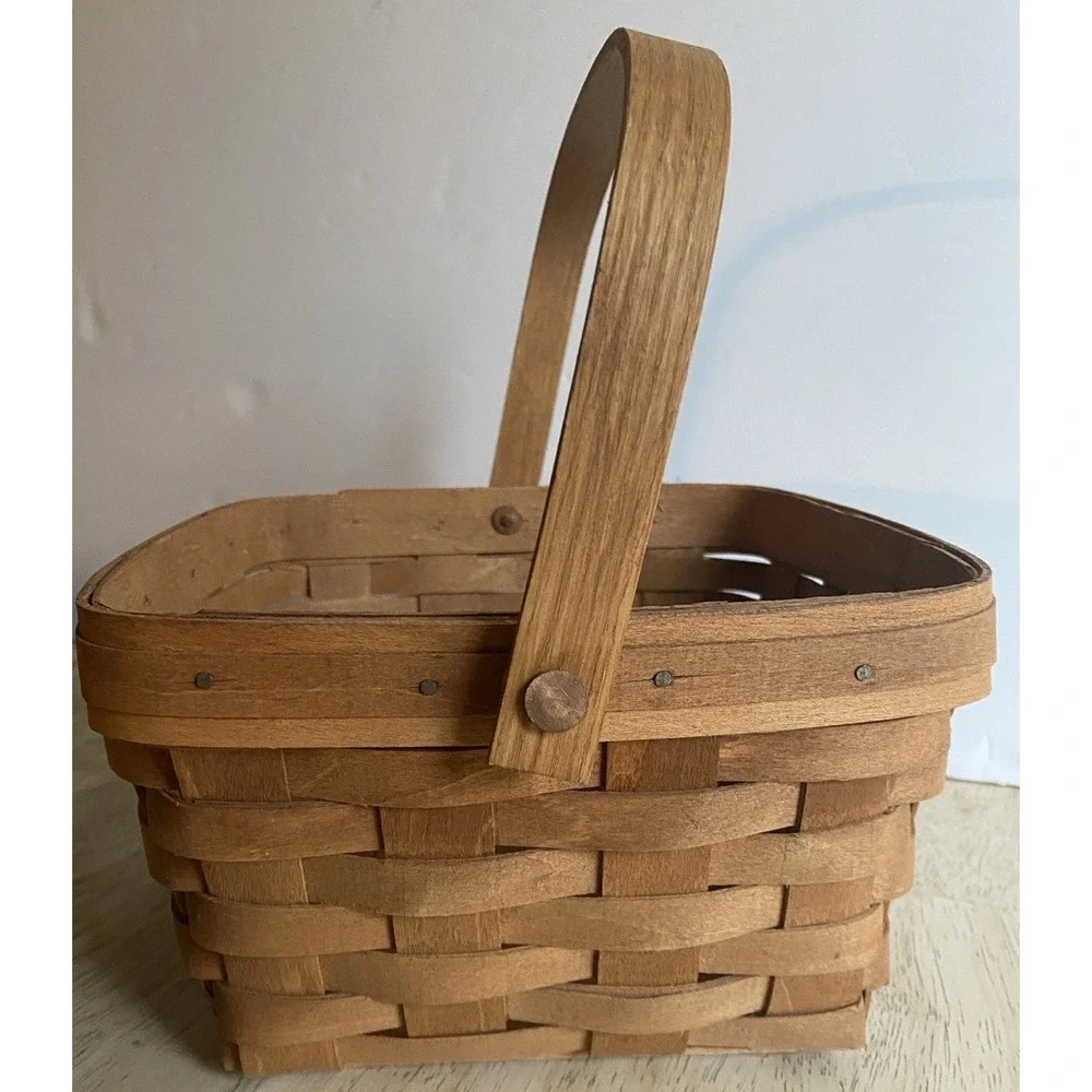 Longaberger 1987 Berry Basket Woven Wood Vintage Forget-Me-Not Initialed 80s VTG